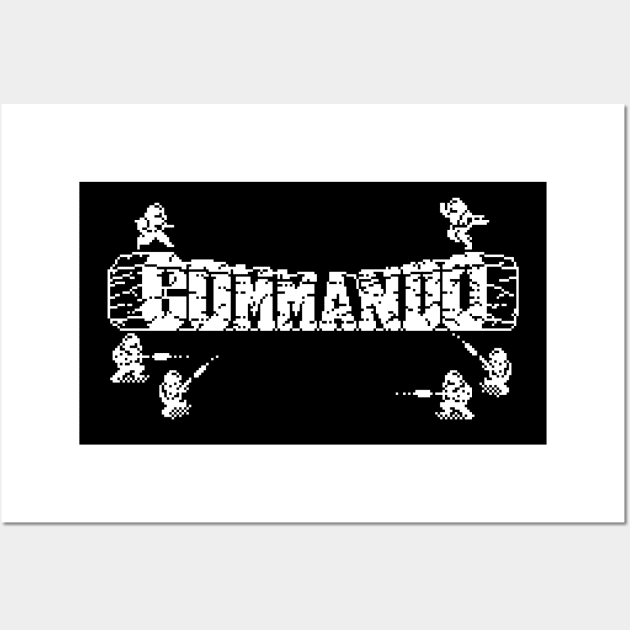 Commando 8 Bit Art White Wall Art by 8 Fists of Tees